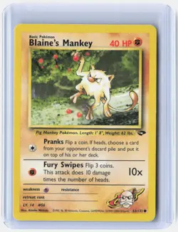 Blaine's Mankey 63/132 Common Gym Challenge Pokemon Unlimited Near Mint - Image 1