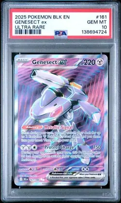 PSA 10 Gem Mint Genesect Ex #161 2025 Pokemon Black Bolt TCG - Image 1