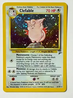 Clefable 5/130 Holo Rare MP Pokemon TCG Base Set 2 MP SWIRL - Image 1