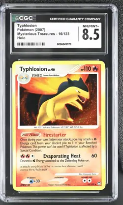 CGC 8.5 Typhlosion 2007 Mysterious Treasures 16/123 Holo Pokemon Card - Image 1