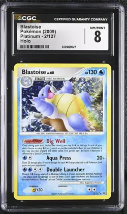 CGC 8 NM/MINT Blastoise 2/127 Platinum Holo Pokemon Card - Image 1