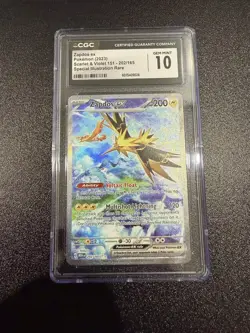 2023 Pokemon Zapdos ex - Scarlet & Violet 151 (202/165) CGC 10 GEM MINT - Image 1