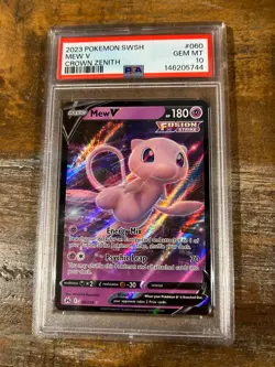 POKEMON 2023 Crown Zenith MEW V #060 PSA 10 Gem Mint RARE - Image 1