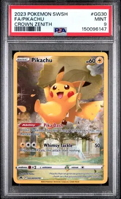 Pokemon 2023 Pikachu GG30/GG70 Full Art Crown Zenith PSA 9 - Image 1