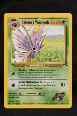 Sabrina's Venomoth 34/132 MP Gym Heroes Regular Rare Unlimited Pokemon TCG - Image 1