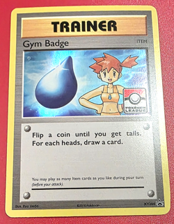 Misty Gym Badge XY204 Black Star Promo Pokemon League Cascade Badge Holo 2016 LP - Image 1
