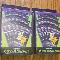 2 Pokemon Trick or Trade Booster Box 2x15 Packs Pikachu Mimikyu Lot - Image 1