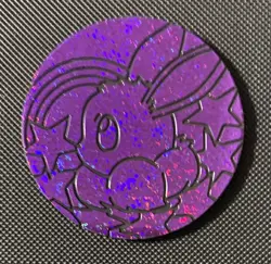 Pokemon Prismatic Evolutions Tin JUMBO Glitter Eevee Coin Purple (Espeon) - Image 1