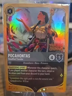 Disney Lorcana Wilds Unknown Pocahontas Steadfast Traveler Prerelease Promo - Image 1