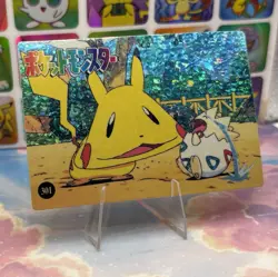 Pokemon Pikachu HOLO Vintage Pocket Monsters Prism Sticker 1998 Bandai Ninetndo - Image 3