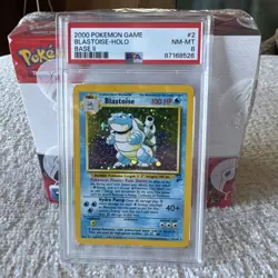 2000 Pokemon Game Blastoise - Holo Base II #2 PSA 8 NM-MT( Big Swirl By Hand) - Image 1