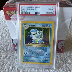 2000 Pokemon Game Blastoise - Holo Base II #2 PSA 8 NM-MT( Big Swirl By Hand) - Image 4