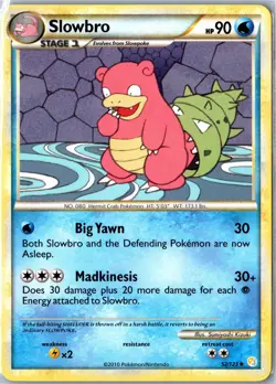 Pokemon Card - Slowbro 52/123 HeartGold & SoulSilver Uncommon Heavily Played - Image 1