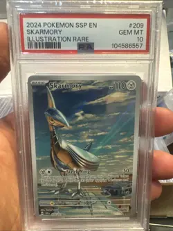 2024 Pokemon TCG SV Surging Sparks en Skarmory 209/191 Illustration Rare, PSA 10 - Image 1