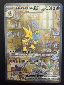 Pokemon NM Alakazam ex 201/165 EX Full Art Holo Rare Psychic Card - Image 1