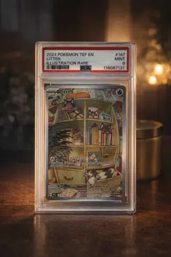PSA 9 Litten 167/162 Illustration Rare Temporal Forces Pokemon Card - Image 1