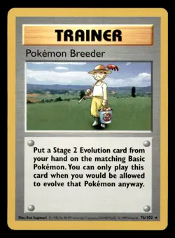 Pokemon Breeder 76/102 Rare Base Set Shadowless Pokemon Unlimited Near Mint - Image 1
