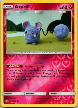 Azurill 146/236 Common Cosmic Eclipse Pokemon Reverse Holo Near Mint CROCHET - Image 1