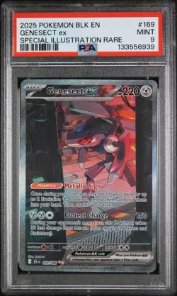 PSA 9 MINT Genesect EX 169/086 2025 Black Bolt Pokemon Special Illustration Rare - Image 1
