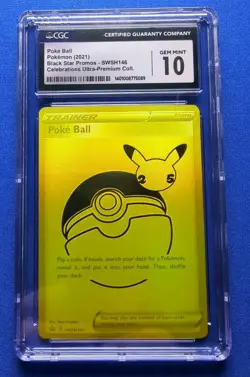 2021 POKEMON SWSH BLACK STAR PROMO #146 FULL ART/POKE BALL CGC GEM MINT 10 - Image 1