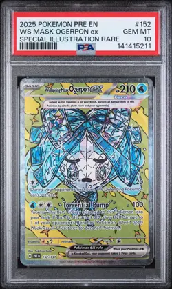 2025 POKEMON PRISMATIC EVOLUTIONS #152 WS MASK OGERPON EX PSA 10 - Image 1