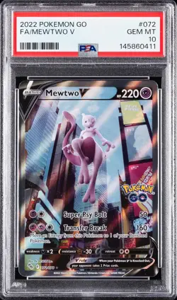 2022 POKEMON GO #072 FULL ART/MEWTWO V PSA 10 - Image 1
