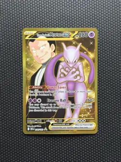 Team Rocket's Mewtwo ex 240/182 Destined Rivals Pokemon Gold Hyper Rare TCG NM - Image 1