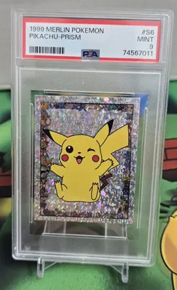 1999 Pokemon Merlin Pikachu (Winking) Prism Sticker #S6 PSA 9 - Image 1
