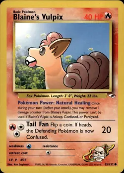 Blaine's Vulpix 65/132 Common Gym Heroes Pokemon Unlimited Lightly Played - Image 1