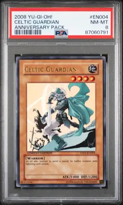 YUGIOH! CELTIC GUARDIAN YAP1-EN004 ANNIVERSARY PACK SUPER RARE PSA 8 - Image 1