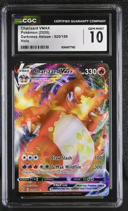 CGC 10 GEM MINT Charizard VMAX 2020 Darkness Ablaze 020/189 Holo Pokemon Card - Image 1