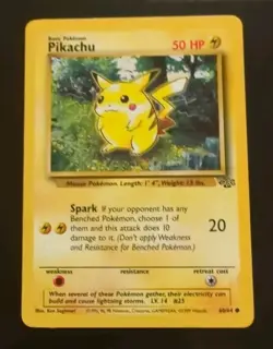 💥 WOTC Pokemon TCG Pikachu 60 Jungle NM/LP Lightning Type card - Image 1