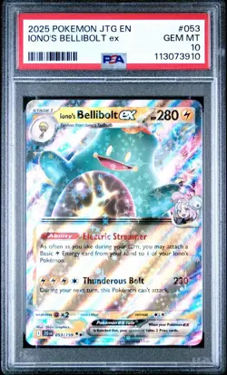 2025 Pokemon Journey Together # 053 Iono's Bellibolt EX PSA 10 Card GEM MINT! - Image 1