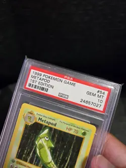 PSA 10 Gem Mint 1999 Pokemon Game Base Set 1st Edition Shadowless Metapod #54 - Image 3