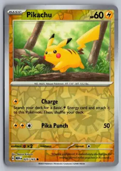 Pikachu 025/165 REVERSE HOLO Common 151 Pokemon Near Mint - Image 1