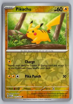 Pikachu 025/165 REVERSE HOLO Common 151 Pokemon Near Mint - Image 1