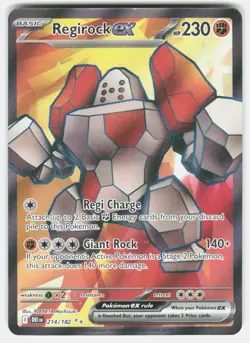 REGIROCK EX 214/182 ULTRA RARE DESTINED RIVALS POKEMON NM/M - Image 1