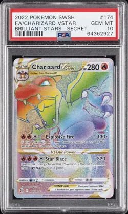 2022 POKEMON SWORD & SHIELD BRILLIANT STARS #174 FULL ART/CHARIZARD VSTAR PSA 10 - Image 1