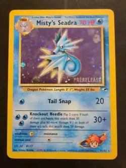 💧 Pokemon WOTC Gym Heroes Misty's Seadra 9 Prerelease Promo LP Holo - Image 1