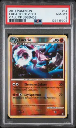 Lucario 2011 Call of Legends #14/95 Pokemon Reverse Holo PSA 8 - Image 1
