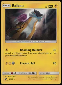 Raikou 32/73 NM Shining Legends Rare Holo Pokemon - Image 1