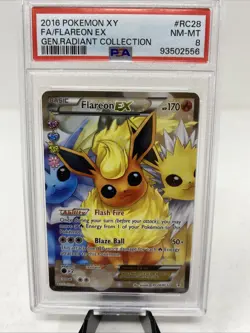 2016 POKEMON XY GENERATIONS RADIANT COLL #RC28 FULL ART/FLAREON EX PSA 8 - Image 1