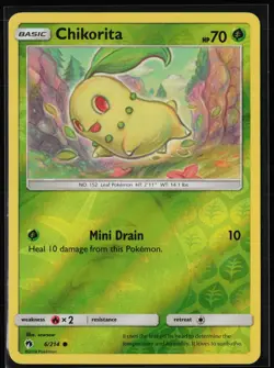 Chikorita 6/214 Common Lost Thunder Pokemon Reverse Holo Near Mint - Image 1