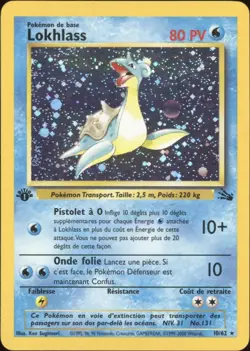 2000 Pokemon FRENCH 1st Edition Fossil Lokhlass-Lapras Holo 10/62 EX - Image 1