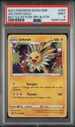 JOLTEON #094 • PSA 9 2021 Pokemon Black Star Promo Battle Styles 3-pk SWSH - Image 1