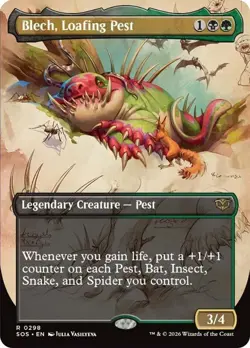 Blech, Loafing Pest Borderless Secrets of Strixhaven NM MTG - Image 1