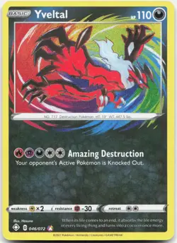 Pokemon TCG Yveltal Shining Fates Amazing Rare 046/072 Holo - Image 1