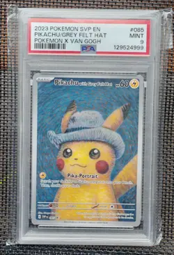 PSA 9 PIKACHU WITH GREY FELT HAT 2023 POKEMON SVP POKEMON X VAN GOGH #085 *MINT* - Image 3