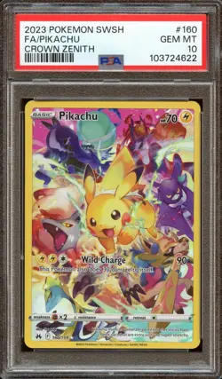 PSA 10 GEM MINT PIKACHU SECRET RARE 160/159 CROWN ZENITH 2023 POKEMON TCG - Image 1