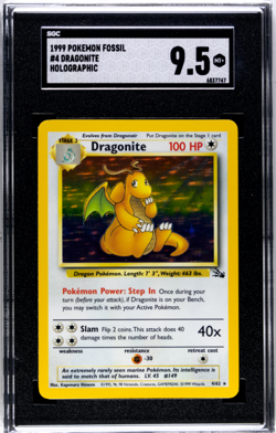 1999 Pokemon Fossil Dragonite #4 SGC 9.5 - Image 1